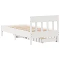 Cadre de lit sans matelas blanc 90x200 cm bois de pin massif