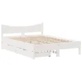 Cadre de lit avec tiroirs blanc 140x200 cm bois de pin massif