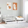 Lit de jour et tiroirs sans matelas blanc 80x200 cm bois massif