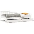 Lit de jour et tiroirs sans matelas blanc 80x200 cm bois massif