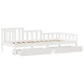 Lit de jour et tiroirs sans matelas blanc 80x200 cm bois massif