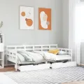 Lit de jour et tiroirs sans matelas blanc 90x200 cm bois massif
