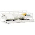 Lit de jour et tiroirs sans matelas blanc 90x200 cm bois massif