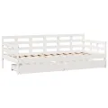 Lit de jour et tiroirs sans matelas blanc 90x200 cm bois massif
