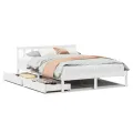 Cadre de lit sans matelas blanc 140x200 cm bois de pin massif