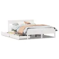 Cadre de lit sans matelas blanc 150x200 cm bois de pin massif