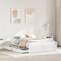 Cadre de lit sans matelas blanc 140x200 cm bois de pin massif