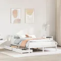 Cadre de lit sans matelas blanc 120x200 cm bois de pin massif