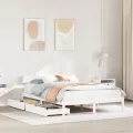 Cadre de lit sans matelas blanc 160x200 cm bois de pin massif