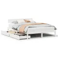 Cadre de lit sans matelas blanc 160x200 cm bois de pin massif