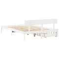 Cadre de lit sans matelas blanc 160x200 cm bois de pin massif
