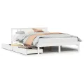 Cadre de lit sans matelas blanc 140x200 cm bois de pin massif