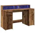Bureau avec lumières LED vieux bois bois d'ingénierie
