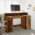 Bureau avec lumières LED vieux bois bois d'ingénierie