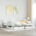 Lit de jour avec gigogne et tiroirs sans matelas blanc 90x190cm