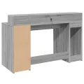 Bureau et lumières LED sonoma gris 140x55x91 cm bois ingénierie