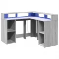 Bureau et lumières LED sonoma gris 130x130x91cm bois ingénierie