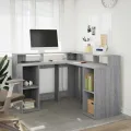 Bureau et lumières LED sonoma gris 130x130x91cm bois ingénierie