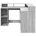 Bureau et lumières LED sonoma gris 130x130x91cm bois ingénierie