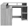 Bureau et lumières LED sonoma gris 130x130x91cm bois ingénierie