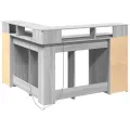 Bureau et lumières LED sonoma gris 130x130x91cm bois ingénierie