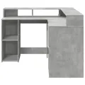 Bureau et lumières LED gris béton 130x130x91cm bois ingénierie