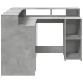 Bureau et lumières LED gris béton 130x130x91cm bois ingénierie