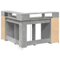 Bureau et lumières LED gris béton 130x130x91cm bois ingénierie