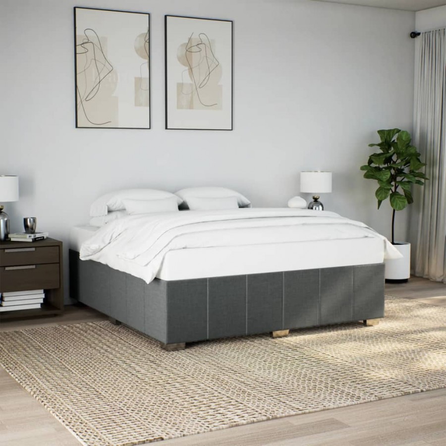 Cadre de lit sans matelas gris foncé 200x200 cm tissu