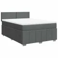 cadre de lit avec matelas Gris foncé 140x190cm Tissu
