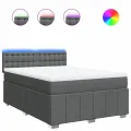 cadre de lit avec matelas Gris foncé 140x200cm Tissu