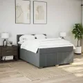 cadre de lit avec matelas Gris foncé 140x200cm Tissu