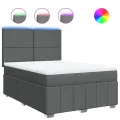 cadre de lit avec matelas Gris foncé 140x190cm Tissu