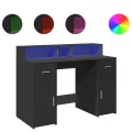 Bureau avec lumières LED noir 120x55x91 cm bois d'ingénierie