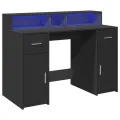 Bureau avec lumières LED noir 120x55x91 cm bois d'ingénierie