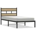 Cadre de lit en métal sans matelas chêne sonoma 100x200 cm