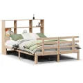 Lit bibliothèque sans matelas 150x200 cm bois massif de pin