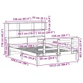 Lit bibliothèque sans matelas 150x200 cm bois massif de pin