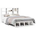 Lit bibliothèque sans matelas blanc 140x190 cm bois massif