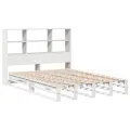 Lit bibliothèque sans matelas blanc 140x190 cm bois massif