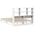 Lit bibliothèque sans matelas blanc 140x190 cm bois massif