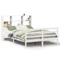 Lit bibliothèque sans matelas blanc 160x200 cm bois pin massif