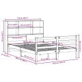 Lit bibliothèque sans matelas blanc 160x200 cm bois pin massif