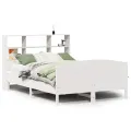 Lit bibliothèque sans matelas blanc 160x200 cm bois pin massif
