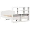 Lit bibliothèque sans matelas blanc 160x200 cm bois pin massif