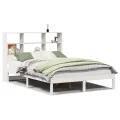 Lit bibliothèque sans matelas blanc 160x200 cm bois pin massif