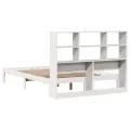 Lit bibliothèque sans matelas blanc 160x200 cm bois pin massif