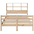 Lit bibliothèque sans matelas 120x200 cm bois de pin massif