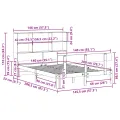 Lit bibliothèque sans matelas 140x200 cm bois massif de pin