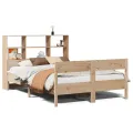 Lit bibliothèque sans matelas 140x200 cm bois massif de pin